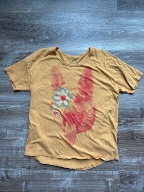 aerie Mustard Yellow Graphic Short Sleeve Tee with German Sherpherd